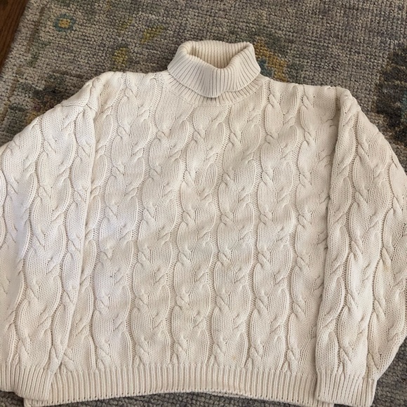 Club Monaco Cream Cable Knit Turtleneck Sweater - Picture 1 of 2